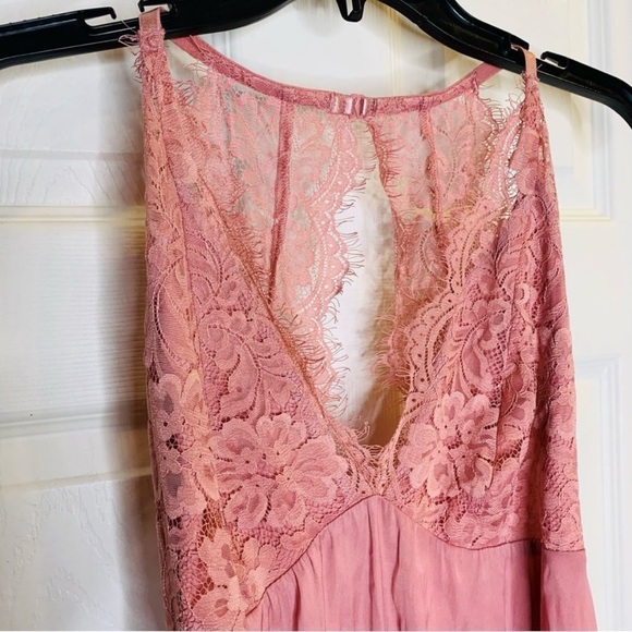 Free People Tops - Free People Melrose Lace Bodysuit Open Back Pink Size Small